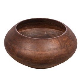 Bloomingville Modern Round Wood Bowl, Walnut Finish
