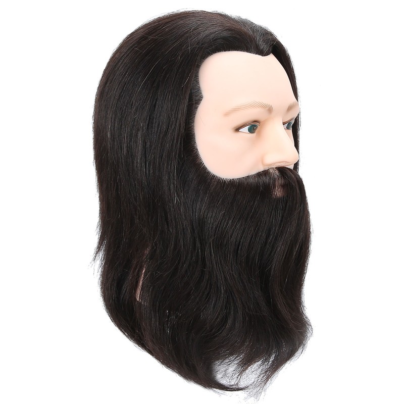 Salon Male Mannequin Head Human Hair Practice Hairdressing Training Head