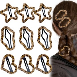 9PCS Y2K Lint Hair Clips for Women,Leopard Print Hair Barrettes Hairpins Snap Clips for Hair No Slip Accessories for Women Girls