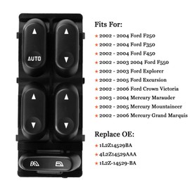 Driver Side Master Power Window Switch Replacement for Ford F250 F350 F450 F550 2002, 2003, 2004, Ford Explorer 2002, 2003, Ford Excursion & Mercury Mountaineer 2002-2005, Replace OE 1L2Z14529BA