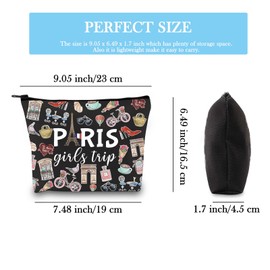 GJTIM Paris Trip Gift Paris Weekend Gift Vacation In Paris Gift Paris Theme Travel Bag Paris Skyline Gift For Her France Vacation Makeup Bag (Trip Paris Black)