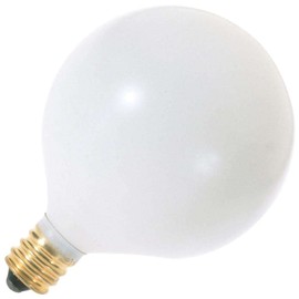 Satco S3824 120V Candelabra Base 15-Watt G16.5 Light Bulb, Satin White