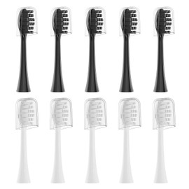 Feihead Replacement Toothbrush Heads 10 Pack Compatible with Gleem Electric Toothbrush, 5Black+ 5White