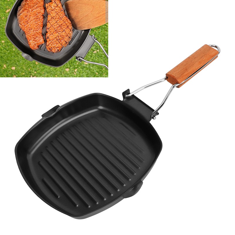 Frying Pan Folding Non Stick Portable Anti Scald Wooden Handle
