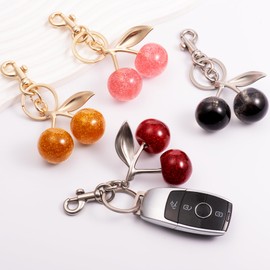 YOU WIZV Cherry Keychains Purse Bag Handbag Charms Silver Cute Keychain for Women Girl Girly Key Chain Accessories Metal Charm