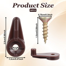 SHENLIU 50 Pack Glass Retainer Clips, Glass Cabinet Clips Brown Window Screen Clip Mirror Holder Clip Kit with Metal Screws for Fixing Window Glasses Cabinet Doors