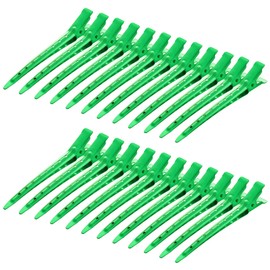 24 Packs Duck Bill Clips, Bantoye 3.35 Inches Rustproof Metal Alligator Curl Clips with Holes for Hair Styling, Hair Coloring, Green