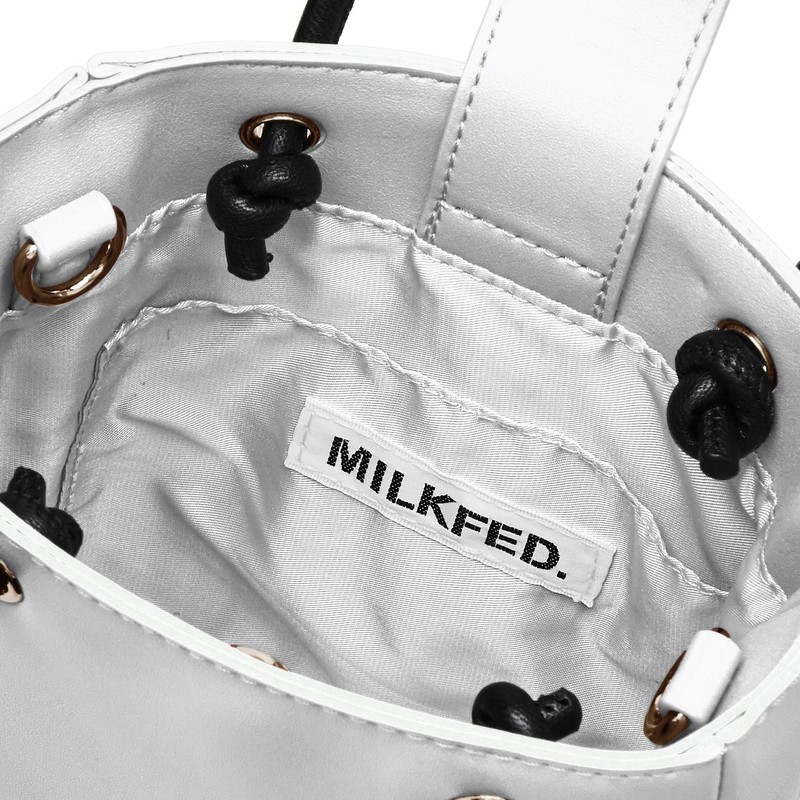 Milkfed 103203053004 Tote Bag FAUX LEATHER MINI SHOULDER TOTE, white