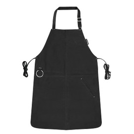 Riparo Leather Apron for BBQ - Work Apron - Heavy Duty Shop Apron for Woodworkers, Mechanics, Blacksmiths, Carpenters (Black)