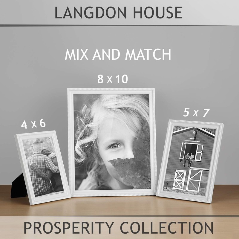 Langdon House 4x6 Picture Frames (White, 6 Pack), Contemporary Frame