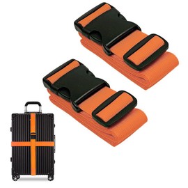 FUZVOL Luggage Straps for Suitcases Strap Suitcase Belts, 2 Pack Packing Belts Travel Accessories Adjustable Bag Strap, Orange
