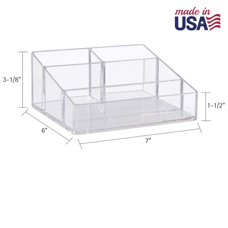 STORi Clear Plastic Small Countertop Vanity Makeup Organizer, Compact Rectangular