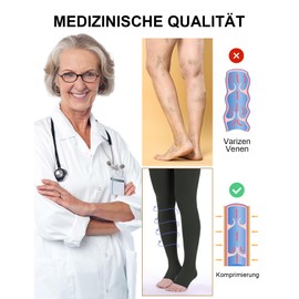 2 Pairs of Medical Compression Stockings for Men and Women, 20-30 mmHg, Class 2, Graduated Support, Long Support Stockings, Compression Socks for Varicose Veins, Edema, Flight (2 x Beige, S)
