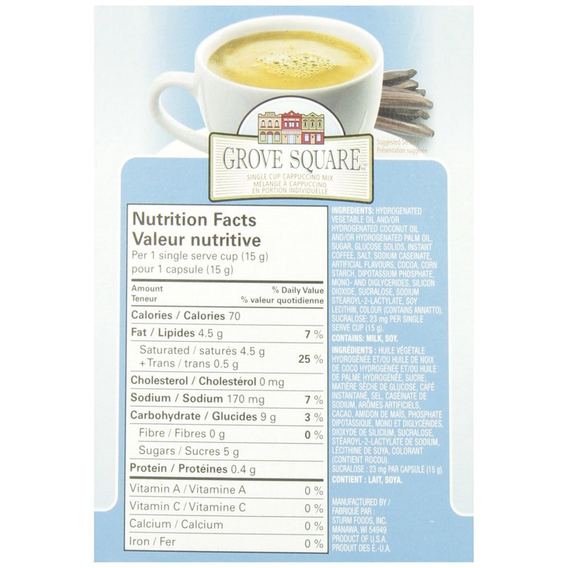 Grove Square Cappuccino Mix, French Vanilla, 24 Single Serve Cups