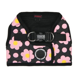 Puppia Bacopas Dog Vest Harness B (Step-in) Fashionable Flower Pattern Spring Summer Harness for Small and Medium Dogs, Black, Medium