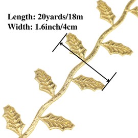 ZNZAKKA Gold Leaf Ribbon 20 Yards Artificial Leaves Trim for Gift Wrapping Crafts Party Home Decoration