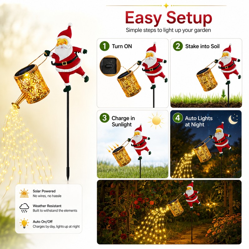 Santa Claus Solar Lantern for Outdoor Decor – IP65 LED