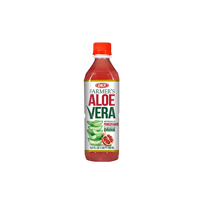 OKF Farmer's Aloe Vera Drink, Pomegranate, 16.9 Fluid Ounce (Pack