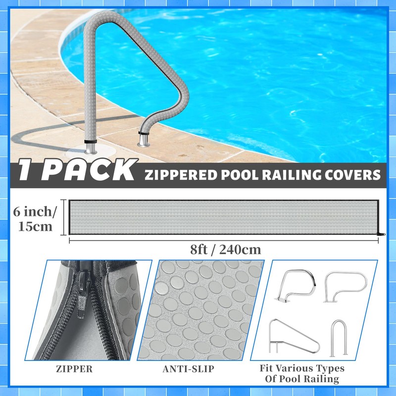 Kakolvan Swimming Pool Handrail Cover, Non-Slip Railing Handle Grip Covers
