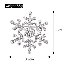 BORFUE 3 Pieces Snowflake Silver Brooch Pins Crystal Xmas Chest Pins Wedding Lapel Pin Banquet Badge Pins Jewelry for Women