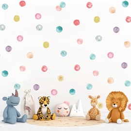 Polka Dot Wall Decals Removable Watercolor Colorful Wall Sticker for Kids Baby Girls Living Room Bedroom Playroom 60dots