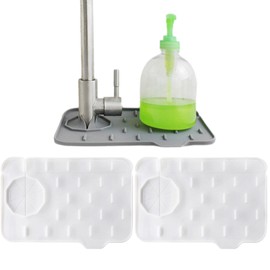 Sink Splash Guard, Pack of 2 Mini Kitchen Faucet Mat, Can be Used on Both Sides, Tap Sink Splash Guard, Splash Guard, Suitable for Kitchen Sink, Bathroom, Corner Sink, Protect Worktop (White)