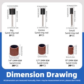 Glarks 66Pcs Sanding Drum Set Including 60Pcs 80 Grit Drum Sander Sanding Sleeves Sanding Bands and 6Pcs Drum Mandrels for Rotary Tool