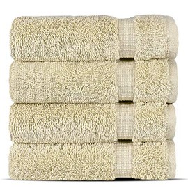 Chakir Turkish Linens | Hotel & Spa Quality 100% Cotton Premium Turkish Towels | Soft & Absorbent (4-Piece Washcloths, Cream)