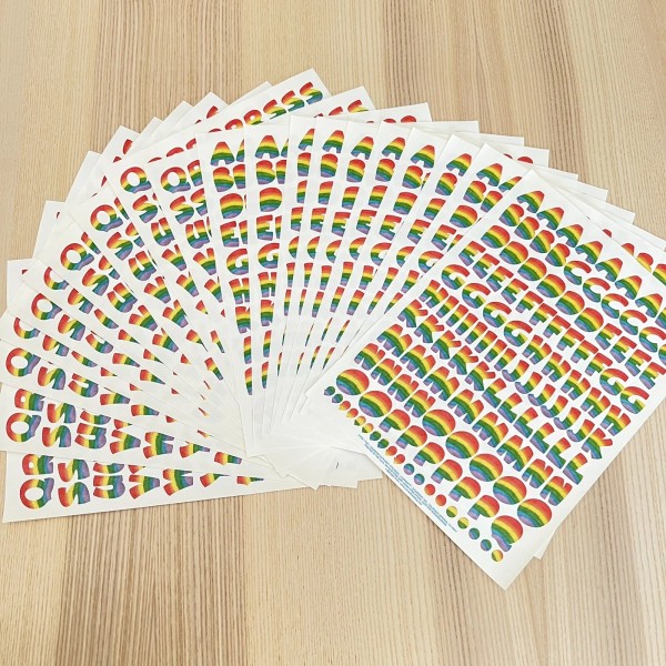 Current ABC/123 STICKERS Current RAINBOW 20 Sheets Alphabet And Numbers