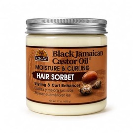 Okay black jamaican castor oil moisture & curling hair sorbet, White 17 Ounces