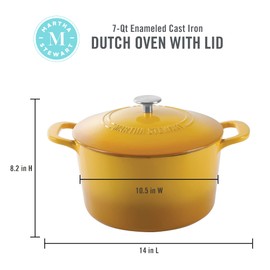 MARTHA STEWART Gatwick 7 QT Enamel Cast Iron Dutch Oven, Yellow