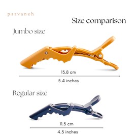 Parvaneh Jumbo Croc Clips,4pcs,Extra Large Alligator Hair Clips for Women,5.4''(13.8cm) Thick & Long Hair,Matte,Strong Grips,Anti-slip Hair Sectioning & Cutting Accessories for Salon,Beige & Brown