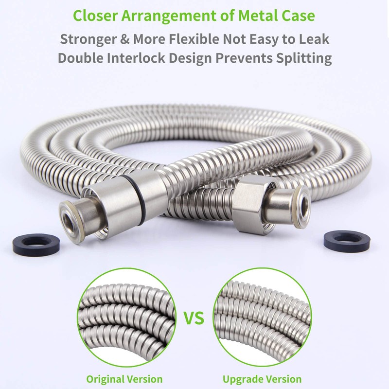 Angle Simple Brushed Nickel Shower Hose 59", Stainless Steel Replacement