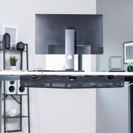 VIVO Under Desk 36 inch Mesh Net Cable Management with Power Strip Holder, Wire Organizer, Adjustable Home Office Standing Desk Cord Storage, Black, DESK-AC36MH-S