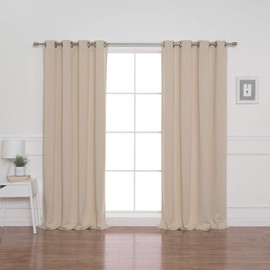 Best Home Fashion Thermal Insulated Blackout Curtains - Stainless Steel Nickel Grommet Top - Beige - 52" W X 96" L - (Set of 2 Panels) …
