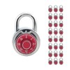 XanHen 24 Pack Combination Padlocks, Red, Indoor Use, 3 Digit