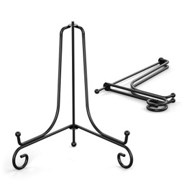 TR-LIFE Soportes de placa para exhibición, soporte de placa de 10 pulgadas + soporte de caballete de metal para marco de fotos, platos decorativos, libros, fotos, coleccionables (paquete de 2)