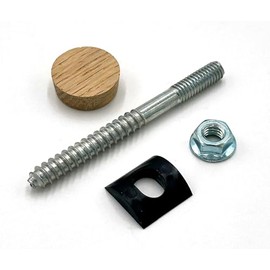 Stair Handrail Bolt Kit - Includes Rail Bolts (3 1/2" x 5/16"), Shoulder Nuts, Plastic Curved Washers, and 1" Tapered Hardwood Plugs, Handrail Fitting Hardware (White Oak, Set of 10)