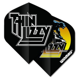 WINMAU Rock Legends Thin Lizzy Dart Flights - Black - 1 set per pack (3 flights)