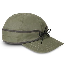 Stormy Kromer The Field Cap, Men's Baseball Cap with Pulldown Earband, Cotton Canvas Outdoor Hat for Sun and Wind Protection, Moss, 7 5/8