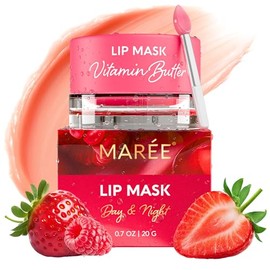 MAREE Lip Mask with Hyaluronic Acid  Coconut Oil - Overnight Collagen Lip Butter to Nourish  Hydrate Dry Cracked Lips - Moisturizer for Skin Care
