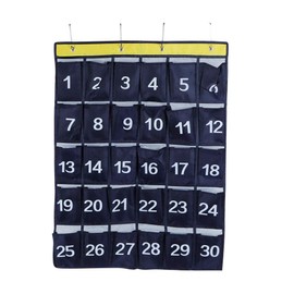 30 Pockets Cell Phone Holder Classroom, Numbered Classroom Sundries Closet Pocket with Wall Door Organizer for Cell Phones Calculators Holders