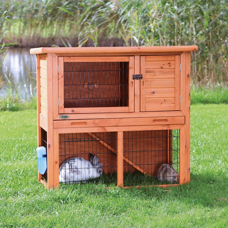 TRIXIE natura Outdoor Rabbit Hutch with Run - 2-Story Rabbit