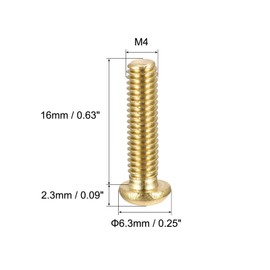 sourcing map Brass Machine Screws, M4x16mm Phillips Pan Head Fastener Bolts for Furniture, Office Equipment, Electronics 20Pcs