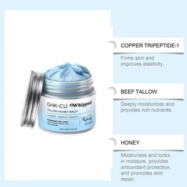 GHK-CU Organic Grass-Fed Tallow & Raw Honey Balm,GHK-Cu Copper Peptide Moisturiser for Face & Body, Beef Tallow,Deep Hydration Skin Cream with Natural Ingredients
