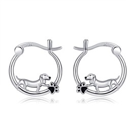 Dachshund Earrings Sterling Silver Dachshund Wiener Dog Hoop Earrings Dachshund Jewellery Gifts for Women