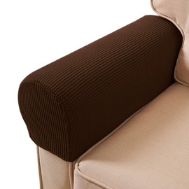 ESRISE Armrest Chair Covers, Stretch Armchair Couch Arm Rest Cover Anti-Slip Spandex Polyester Sofa Chair Arm Caps Slipcovers for Furniture Protector, Set of 2 (Dark Coffee)