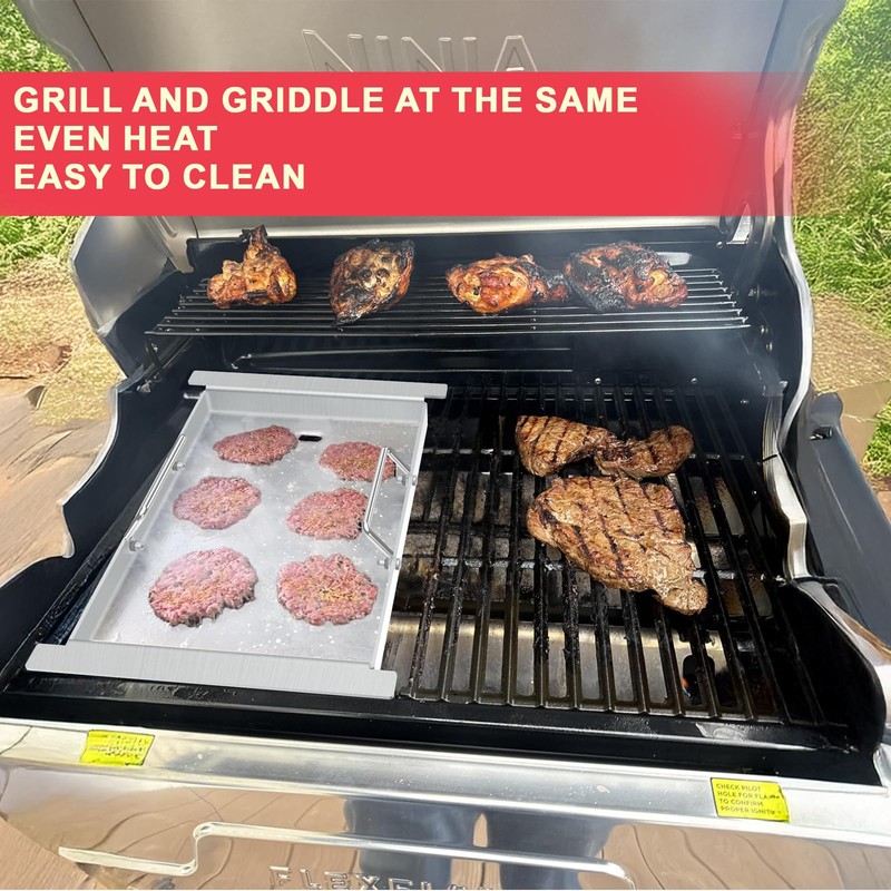 Upgrades Half Griddle for Ninja FlexFlame Grills, Stainless Steel Sizzle