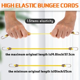 GliCraft 50 Pcs Mini Bungee Cords with Hooks Small Bungee Cords Short Elastic Straps for Luggage Bikes Camping Tools Tarp Cargo Motorcycle(10 Inch,Multicolor)