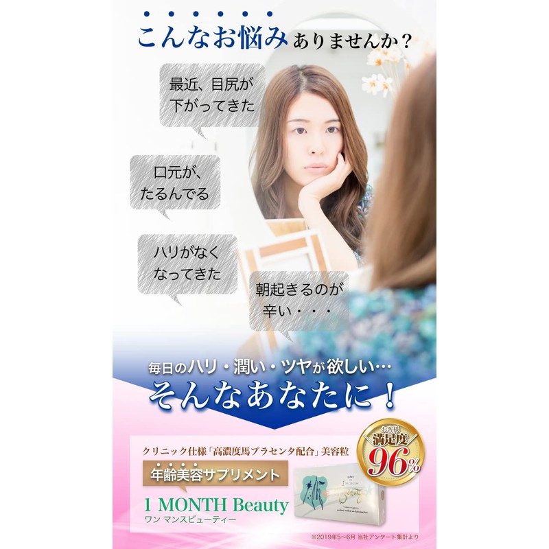 プラセンタサプリ 馬プラセンタ原末(サイタイ・羊膜含む)（純末）200mg NISHIO PLANET(ニシプラ) プラコの1MONTH Beauty (30粒/約1か月分) 純度100% 5種の成分配合（MCTオイル・オメガ3・酵母・アマニ油・各種ビタミン）